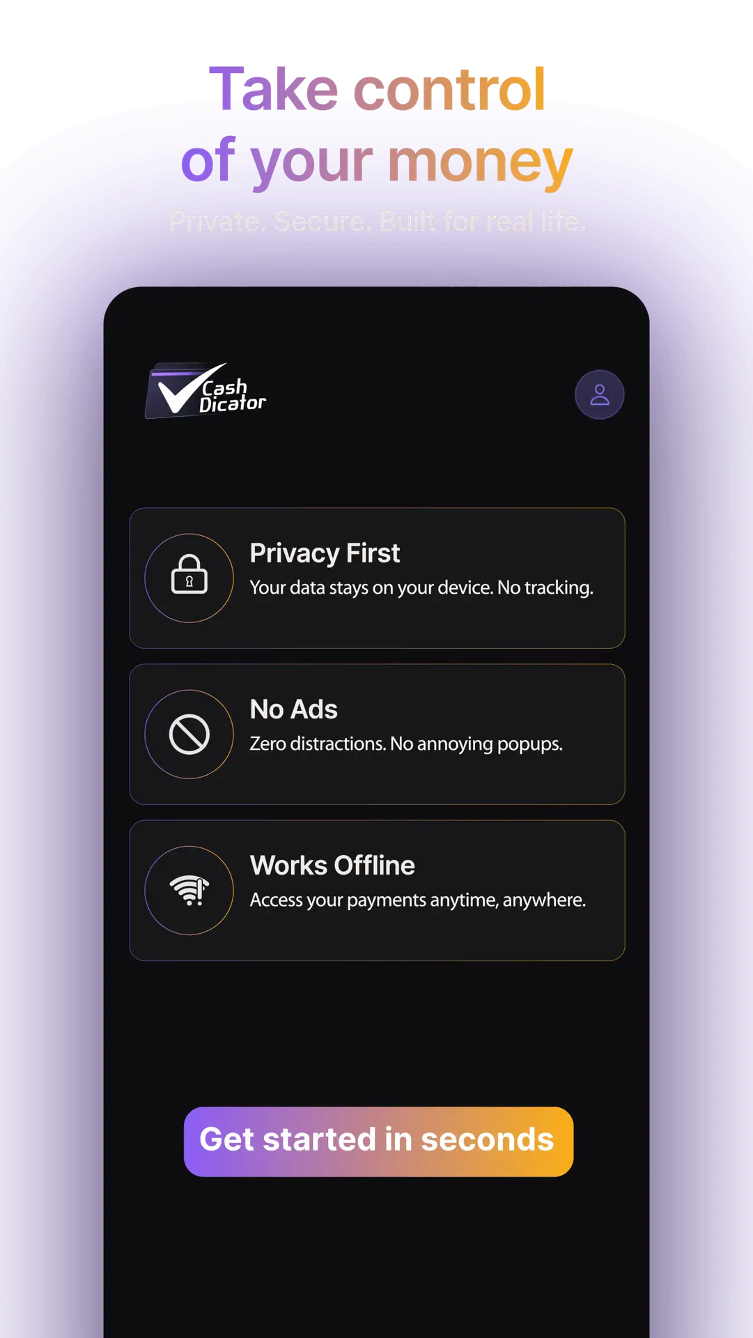 offline expense tracker app with privacy first and no ads features